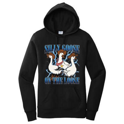 Silly Goose On The Loose Retro Groovy Silly Goose Club Women's Pullover Hoodie