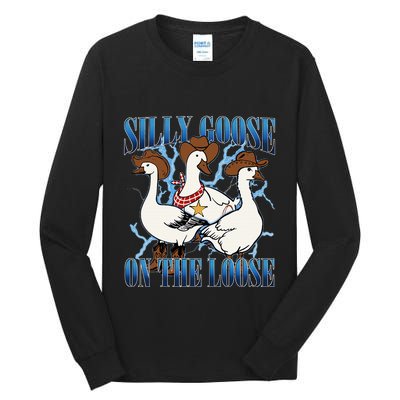 Silly Goose On The Loose Retro Groovy Silly Goose Club Tall Long Sleeve T-Shirt