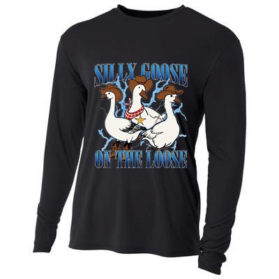 Silly Goose On The Loose Retro Groovy Silly Goose Club Cooling Performance Long Sleeve Crew
