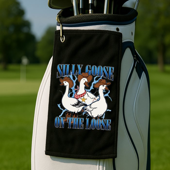 Silly Goose On The Loose Retro Groovy Silly Goose Club Golf Towel