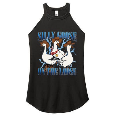 Silly Goose On The Loose Retro Groovy Silly Goose Club Women's Perfect Tri Rocker Tank
