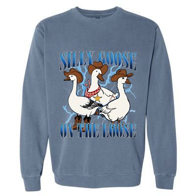 Silly Goose On The Loose Retro Groovy Silly Goose Club Garment-Dyed Sweatshirt