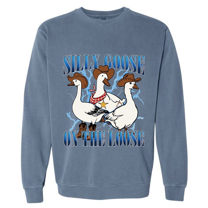 Silly Goose On The Loose Retro Groovy Silly Goose Club Garment-Dyed Sweatshirt