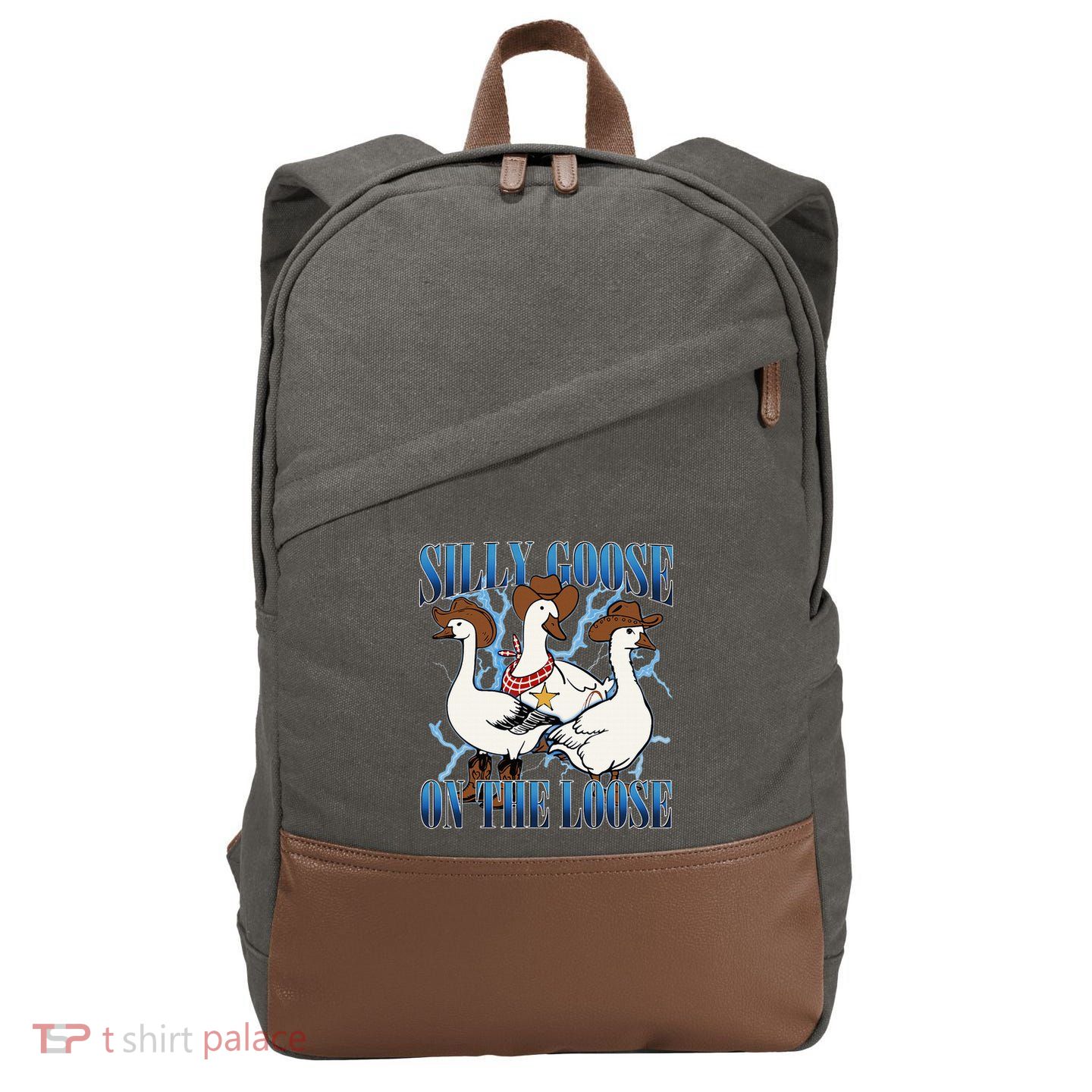 Silly Goose On The Loose Retro Groovy Silly Goose Club Cotton Canvas Backpack