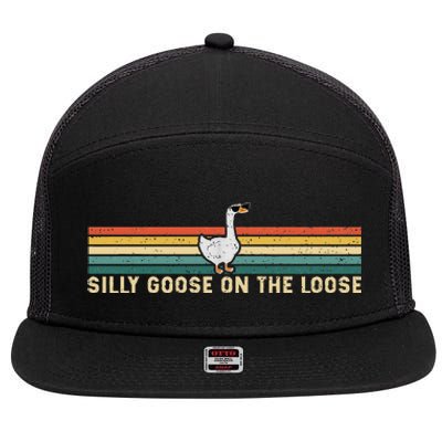 Silly Goose On The Loose Funny Silly Goose University 7 Panel Mesh Trucker Snapback Hat