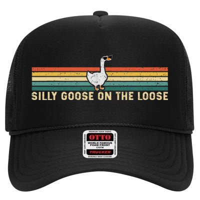 Silly Goose On The Loose Funny Silly Goose University High Crown Mesh Back Trucker Hat