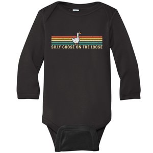 Silly Goose On The Loose Funny Silly Goose University Baby Long Sleeve Bodysuit