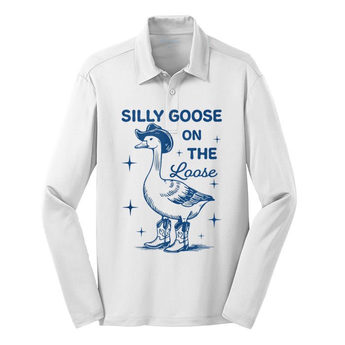 Silly Goose On The Loose Silk Touch Performance Long Sleeve Polo