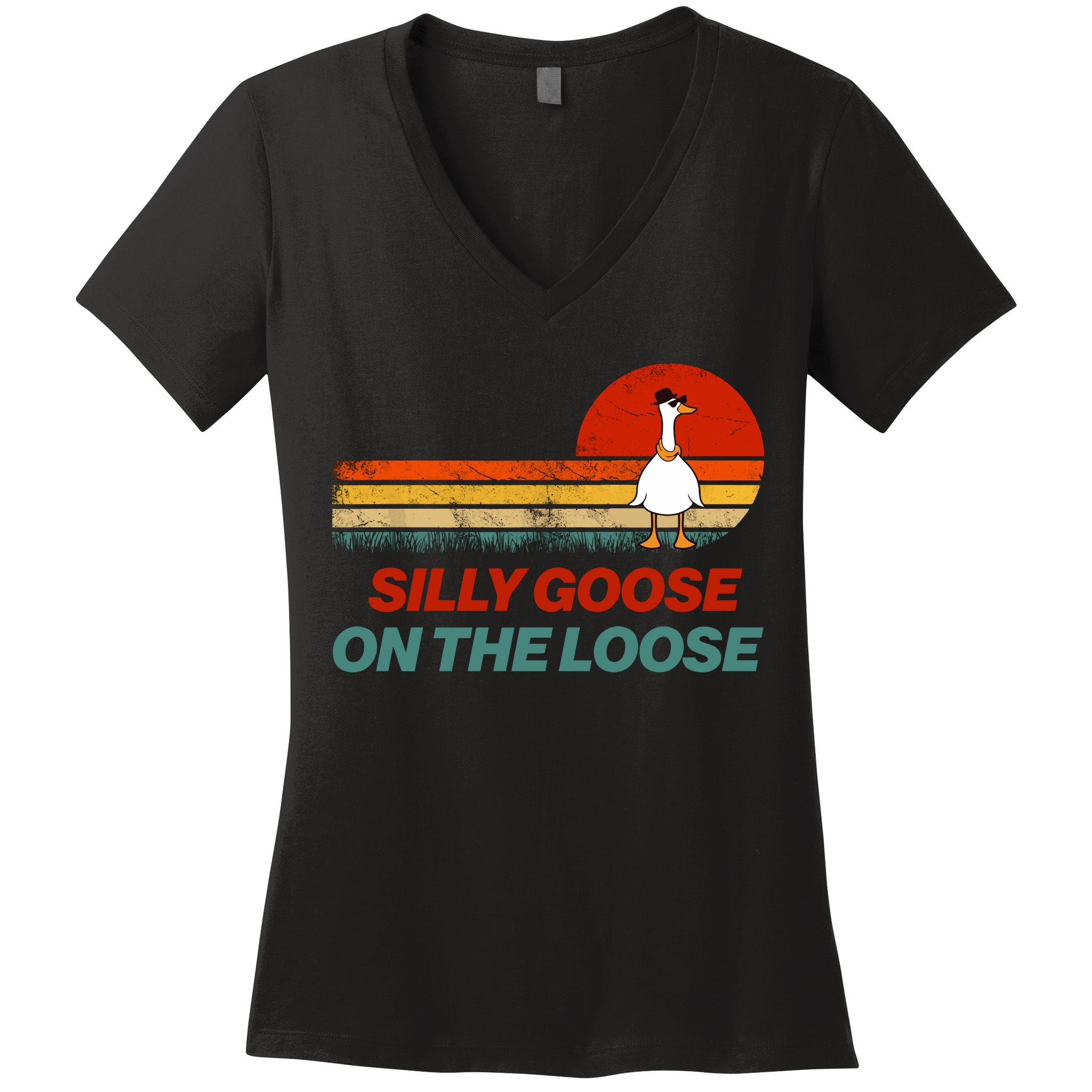 Silly Goose On The Loose Women's V-Neck T-Shirt