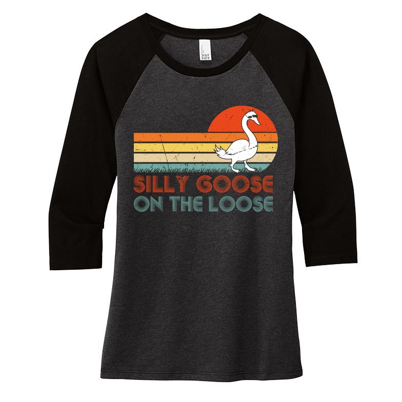 Silly Goose On The Loose Women's Tri-Blend 3/4-Sleeve Raglan Shirt