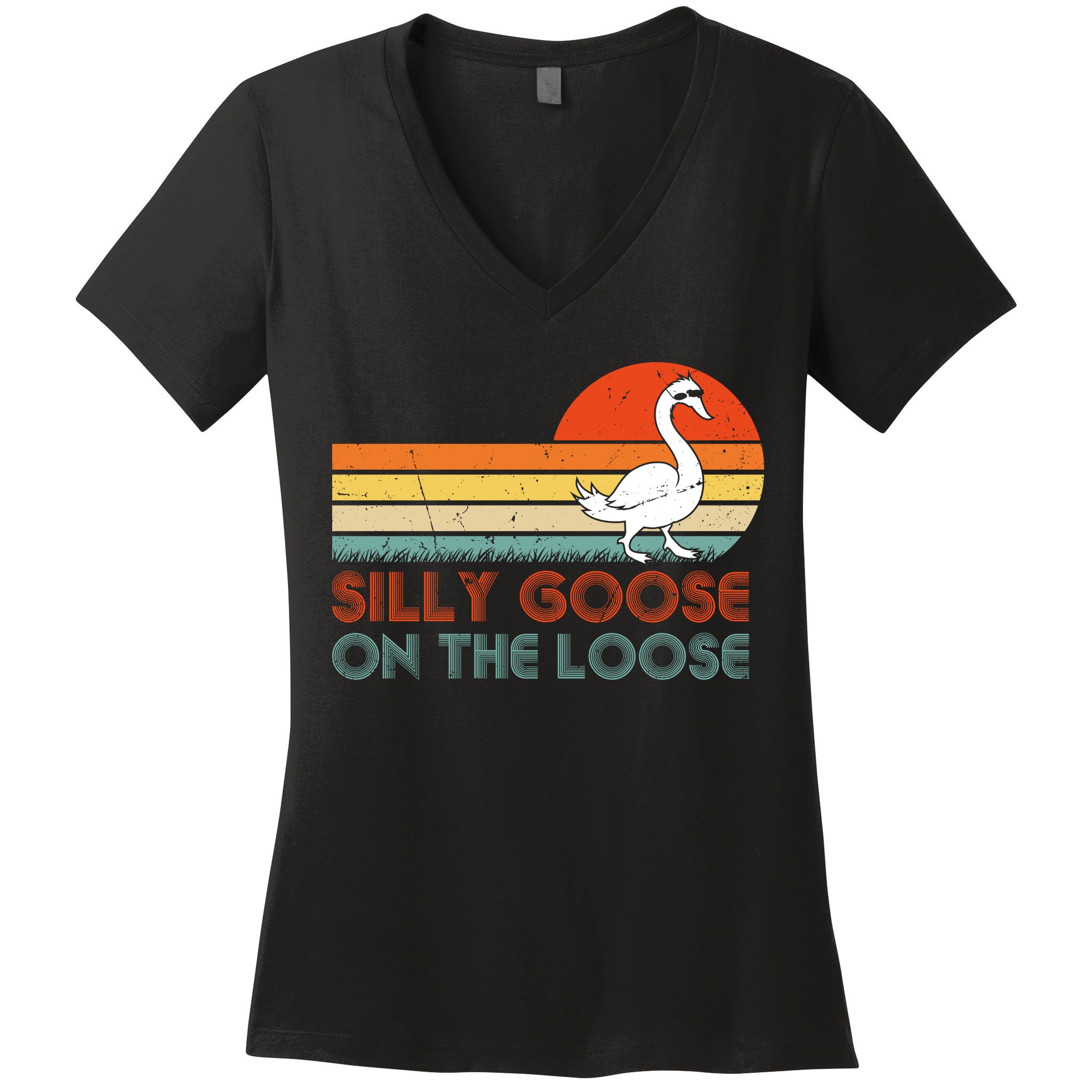 Silly Goose On The Loose Women's V-Neck T-Shirt