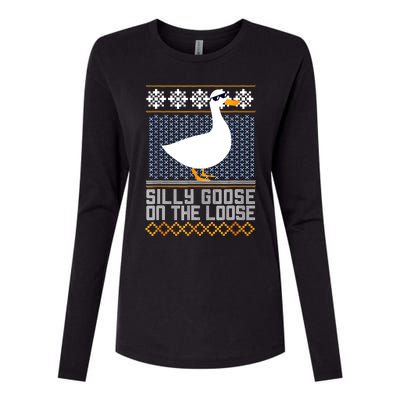 Silly Goose On The Loose Stupid And Silly Goose Womens Cotton Relaxed Long Sleeve T-Shirt