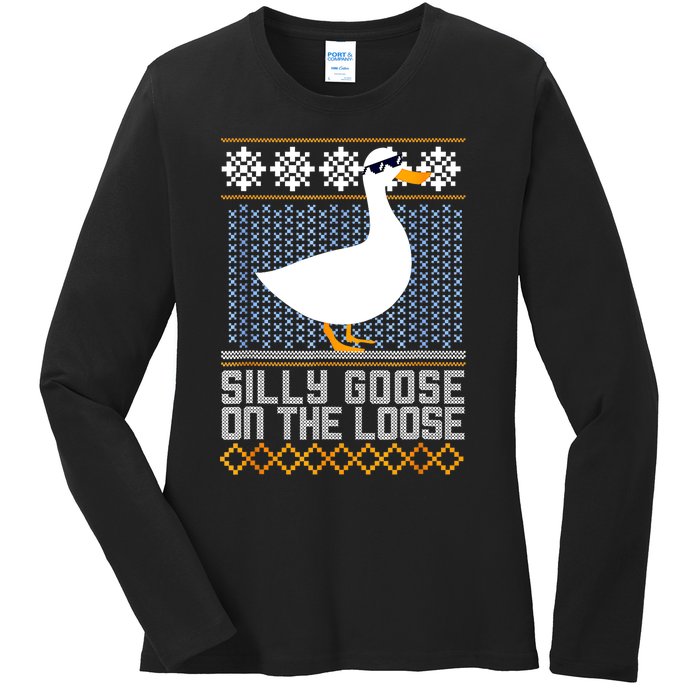 Silly Goose On The Loose Stupid And Silly Goose Ladies Long Sleeve Shirt