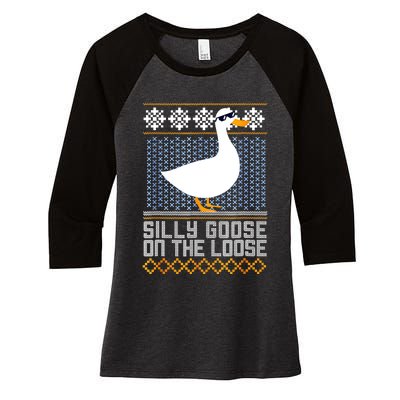 Silly Goose On The Loose Stupid And Silly Goose Women's Tri-Blend 3/4-Sleeve Raglan Shirt