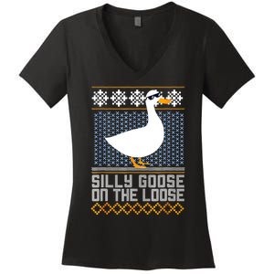 Silly Goose On The Loose Stupid And Silly Goose Women's V-Neck T-Shirt