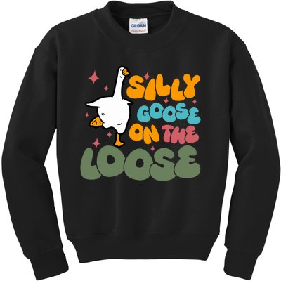 Silly Goose On The Loose Stupid And Silly Goose Kids Sweatshirt