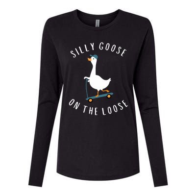 Silly Goose On The Loose Womens Cotton Relaxed Long Sleeve T-Shirt