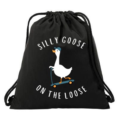 Silly Goose On The Loose Drawstring Bag