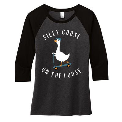 Silly Goose On The Loose Women's Tri-Blend 3/4-Sleeve Raglan Shirt