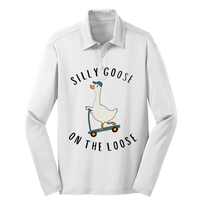 Silly Goose On The Loose Silk Touch Performance Long Sleeve Polo