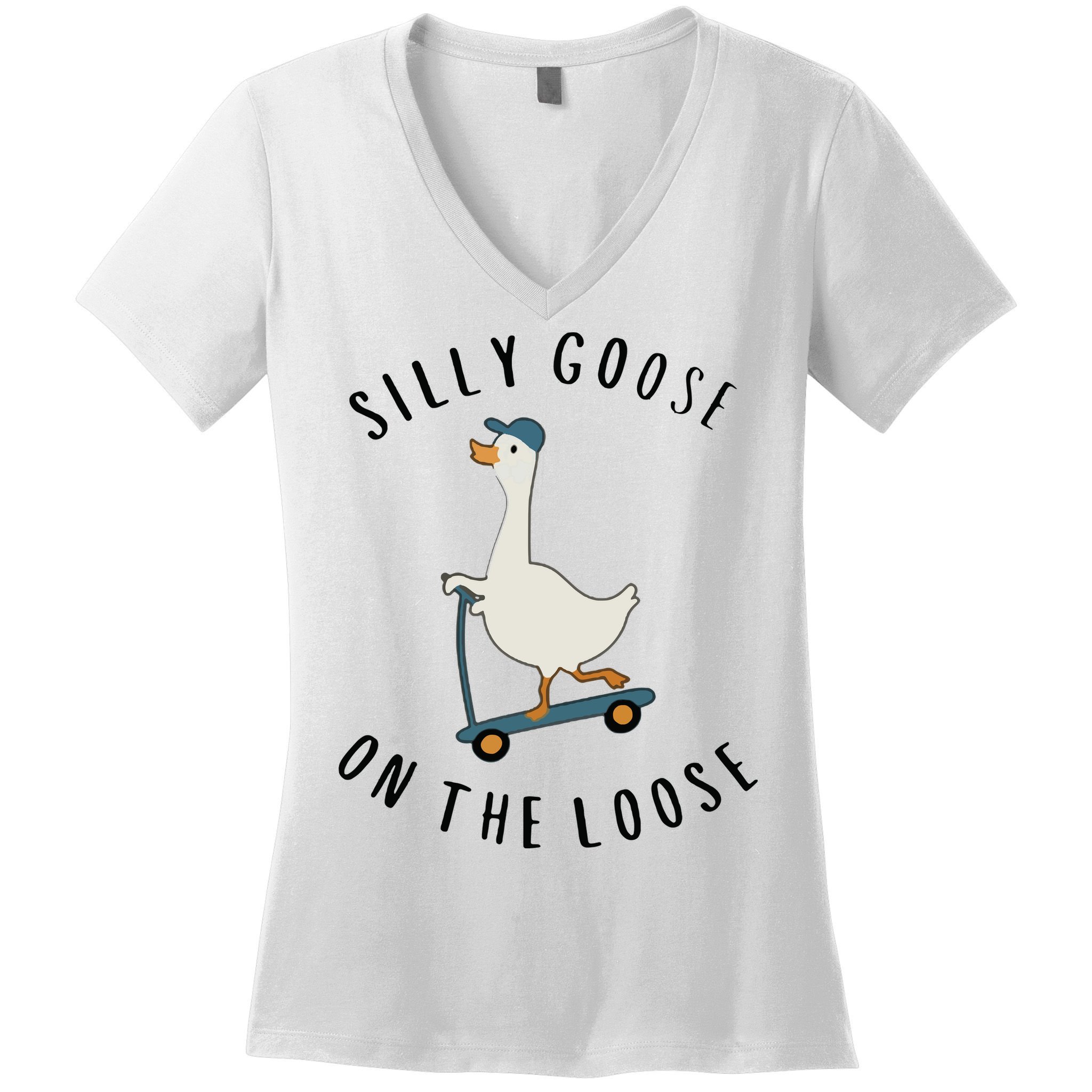 Silly Goose On The Loose Women's V-Neck T-Shirt