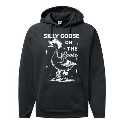 Silly Goose On The Loose Funny Cowgirl Performance Fleece Hoodie