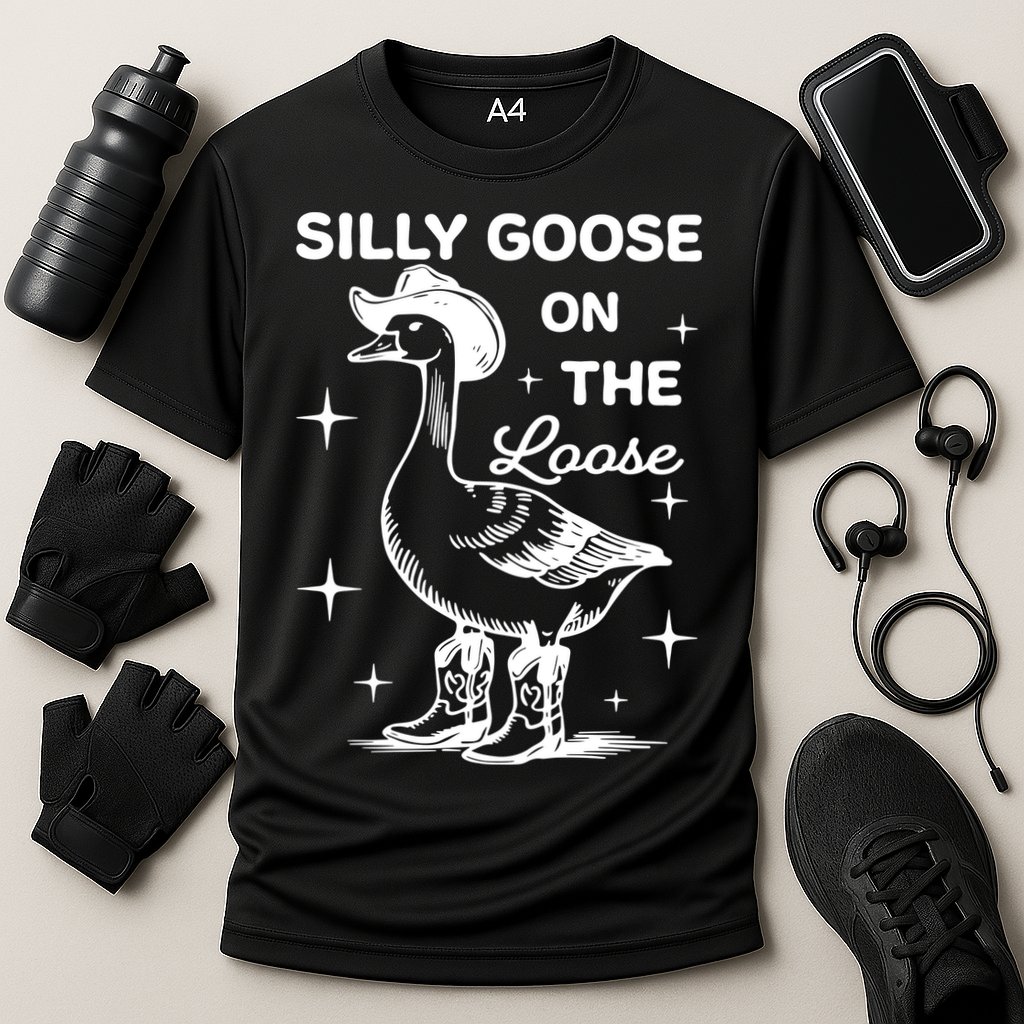 Silly Goose On The Loose Funny Cowgirl Cooling Performance Crew T-Shirt