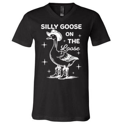 Silly Goose On The Loose Funny Cowgirl V-Neck T-Shirt