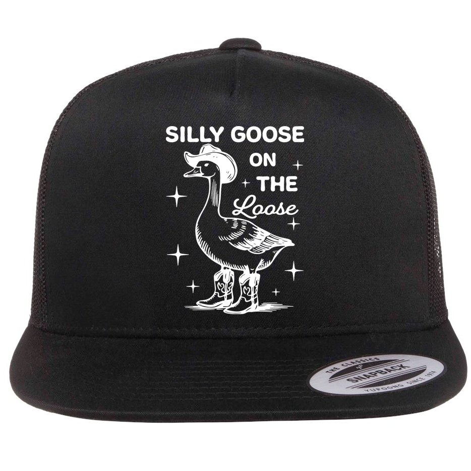Silly Goose On The Loose Funny Cowgirl Flat Bill Trucker Hat