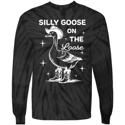 Silly Goose On The Loose Funny Cowgirl Tie-Dye Long Sleeve Shirt