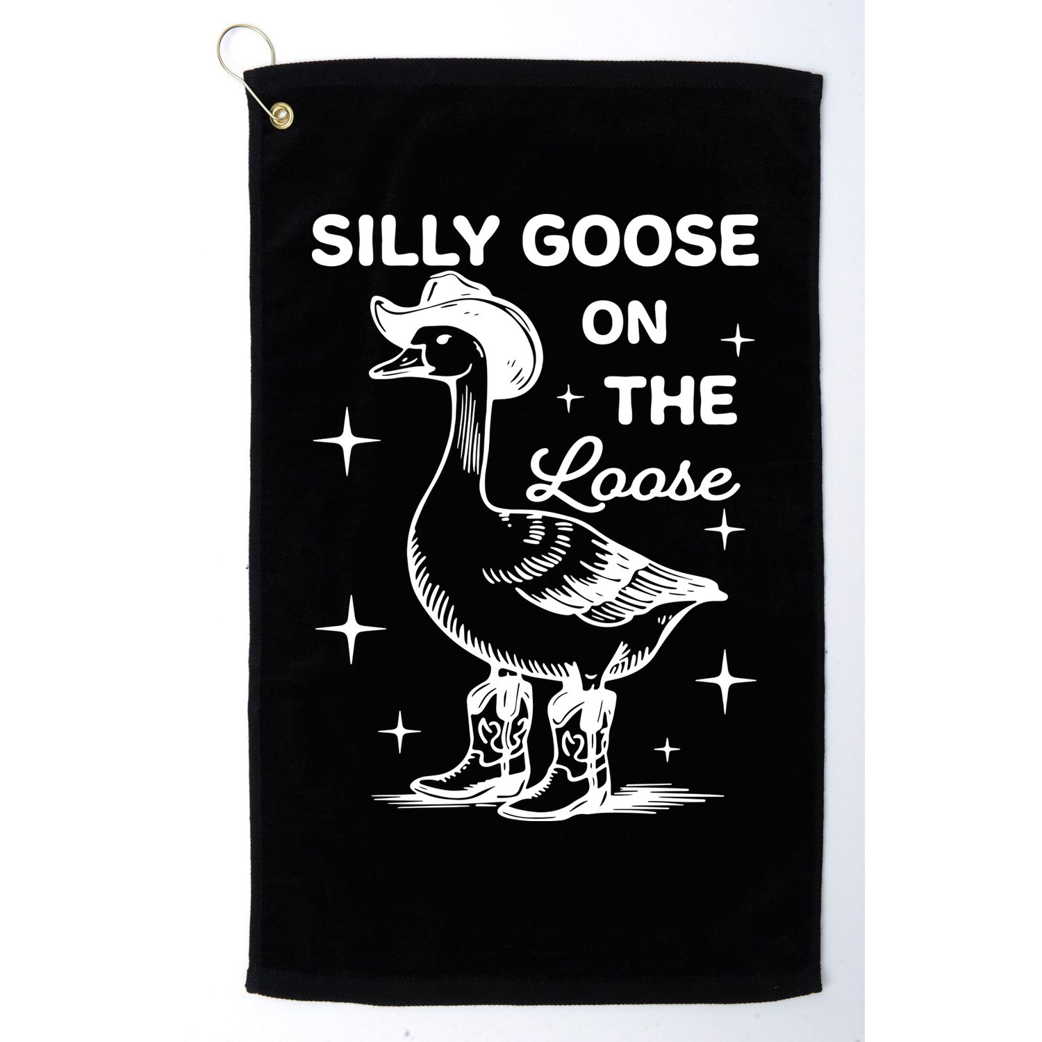 Silly Goose On The Loose Funny Cowgirl Golf Towel