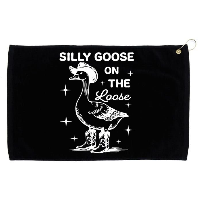 Silly Goose On The Loose Funny Cowgirl Grommeted Golf Towel