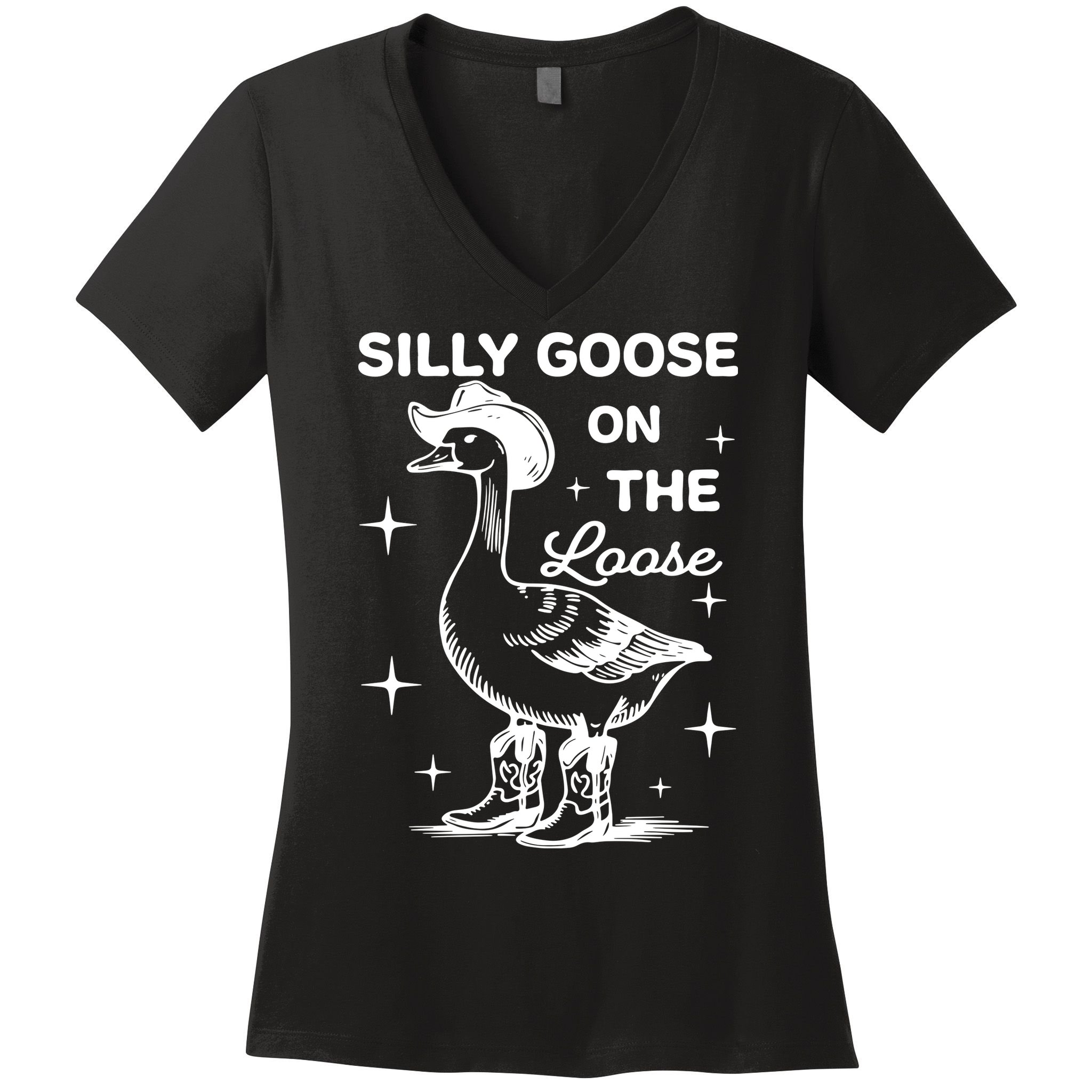 Silly Goose On The Loose Funny Cowgirl Women's V-Neck T-Shirt