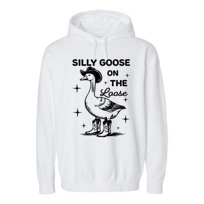 Silly Goose On The Loose Funny Cowgirl Garment-Dyed Fleece Hoodie