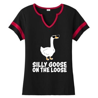 Silly Goose On The Loose Funny Meme Ladies Halftime Notch Neck Tee