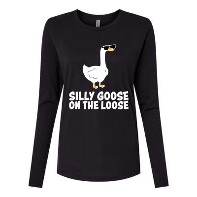 Silly Goose On The Loose Funny Meme Womens Cotton Relaxed Long Sleeve T-Shirt