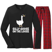 Silly Goose On The Loose Funny Meme Women's Long Sleeve Flannel Pajama Set 