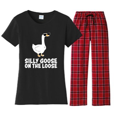 Silly Goose On The Loose Funny Meme Women's Flannel Pajama Set