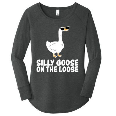 Silly Goose On The Loose Funny Meme Women's Perfect Tri Tunic Long Sleeve Shirt