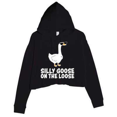 Silly Goose On The Loose Funny Meme Crop Fleece Hoodie