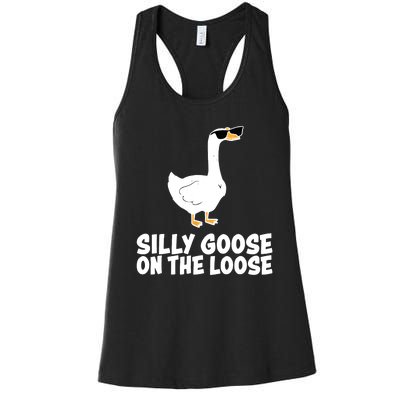 Silly Goose On The Loose Funny Meme Women's Racerback Tank