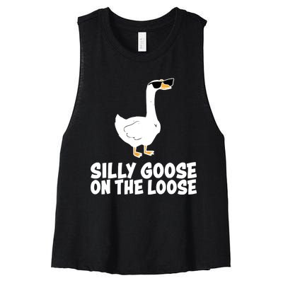 Silly Goose On The Loose Funny Meme Women's Racerback Cropped Tank