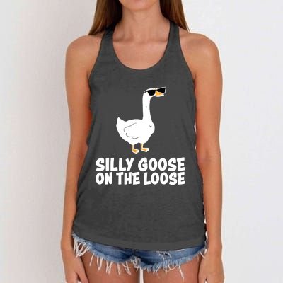 Silly Goose On The Loose Funny Meme Women's Knotted Racerback Tank