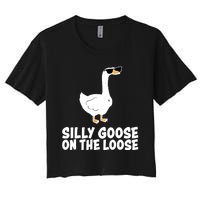 Silly Goose On The Loose Funny Meme Women's Crop Top Tee