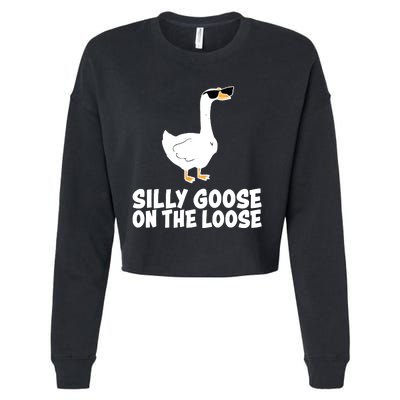 Silly Goose On The Loose Funny Meme Cropped Pullover Crew