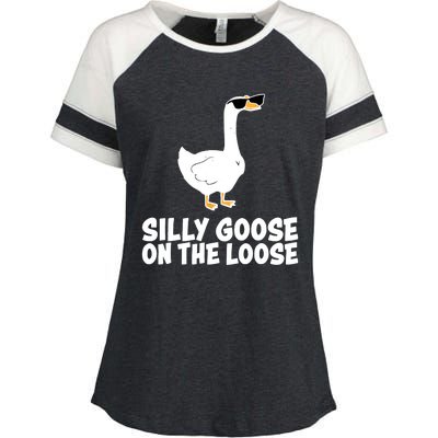 Silly Goose On The Loose Funny Meme Enza Ladies Jersey Colorblock Tee