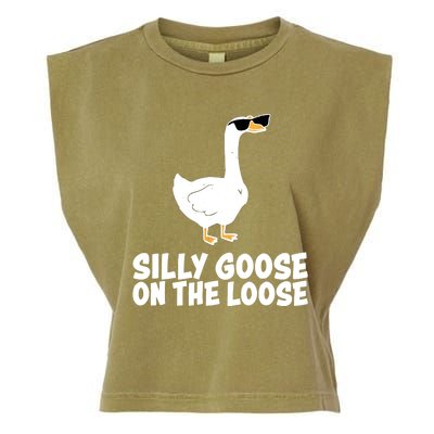 Silly Goose On The Loose Funny Meme Garment-Dyed Women's Muscle Tee