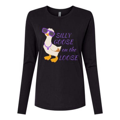 Silly Goose On The Loose Womens Cotton Relaxed Long Sleeve T-Shirt