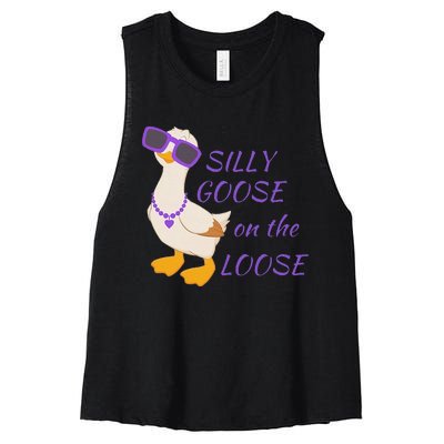 Silly Goose On The Loose Women's Racerback Cropped Tank