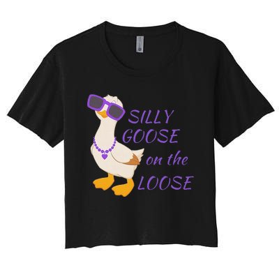 Silly Goose On The Loose Women's Crop Top Tee